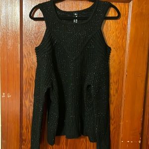 Design lab by Lord and Taylor black cold shoulder sweater. Size large.